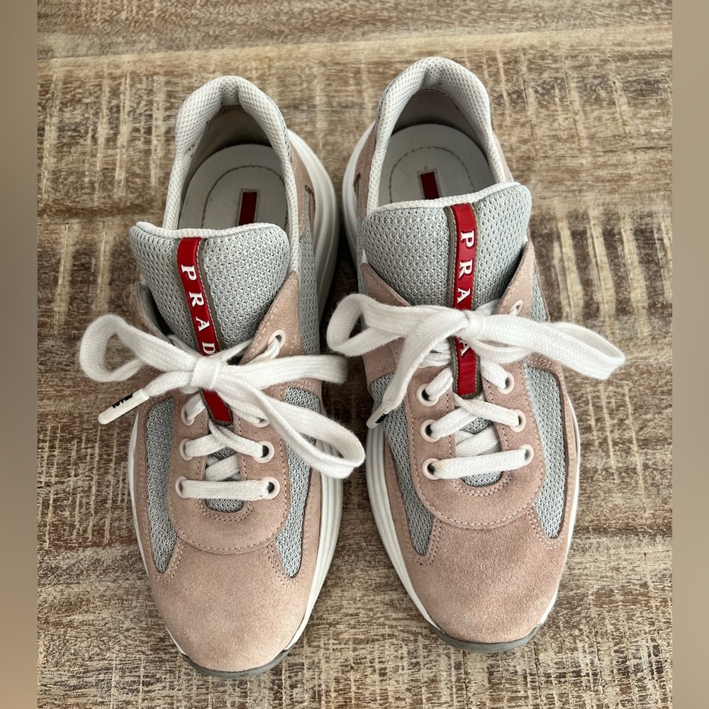 Prada Women's Blush and Gray Sneakers